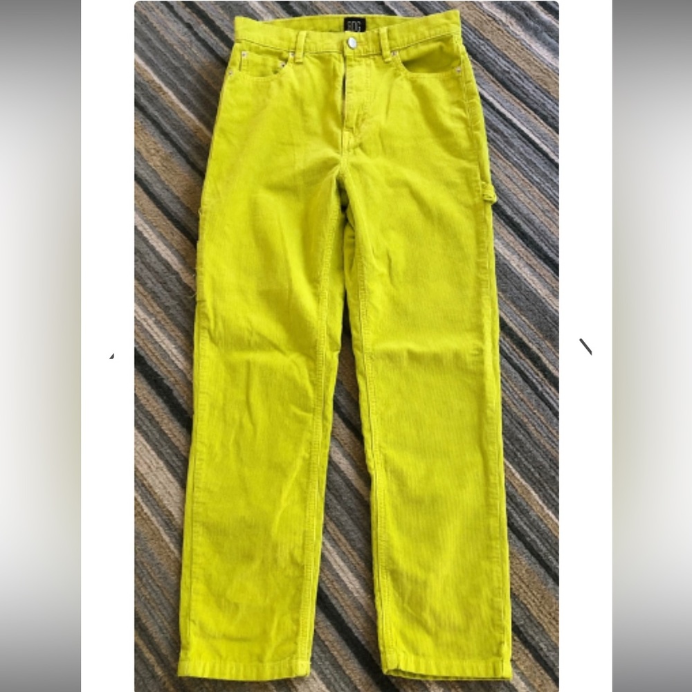 Lime green BDG Corduroy pants slim straight urban outfitters